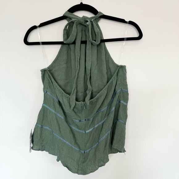 TopShop Size 10 Crinkle Halter Top Khaki Green $48 MSRP‎ - Picture 3 of 4